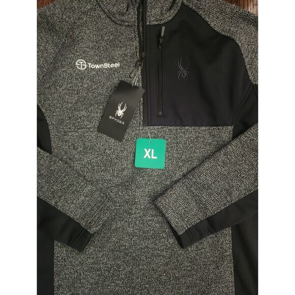 Spyder 1/4 Zip Sweater Men's Sz XL Black/Gray Pullover Performance Embroider NWT - Picture 3 of 7